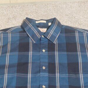 Vintage The Fox Collection LS Single Needle Tailoring plaid shirt size L Large